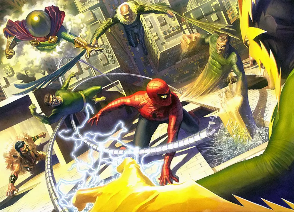 imagen de los seis siniestros contra spider-man