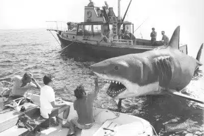 Imagen del rodaje de 'Tiburón' (1975)
