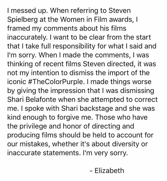 elizabeth banks vs steven spielberg