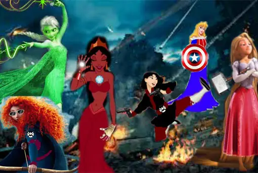 vengadores con las princesas disney