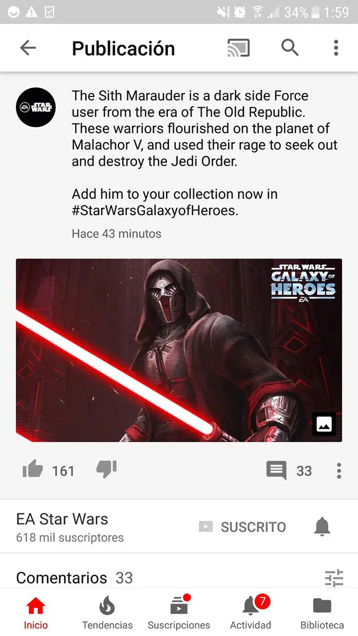 Los Sith Marauder vuelven a ser canónicos gracias a Star Wars: Galaxy of Heroes