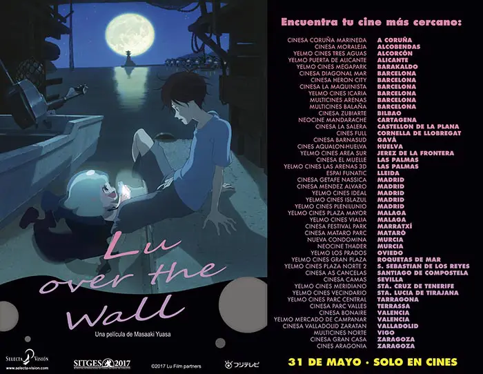 los cines donde se podrá ver lu over the wall (masaaki yuasa)