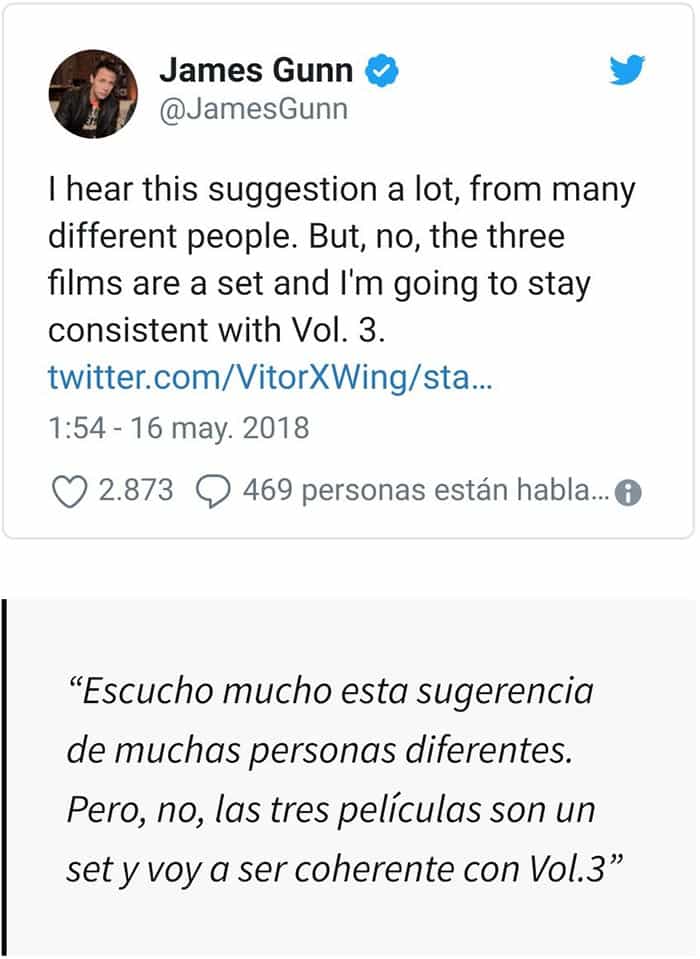 declaraciones de james gunn sobre el título de guardianes de la galaxia 3