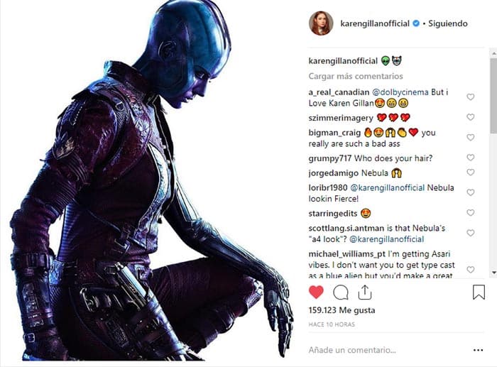 karen gillan como nébula en vengadores 4 (2019)