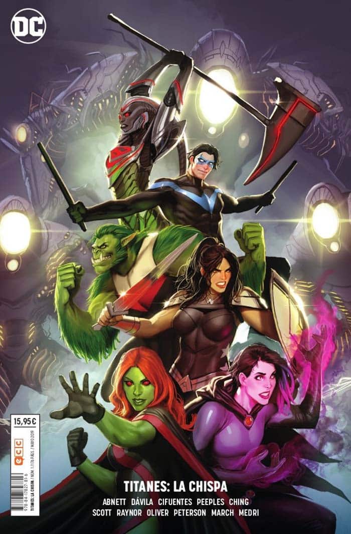 portada dc comics editado por ecc ediciones de titanes: la chispa 