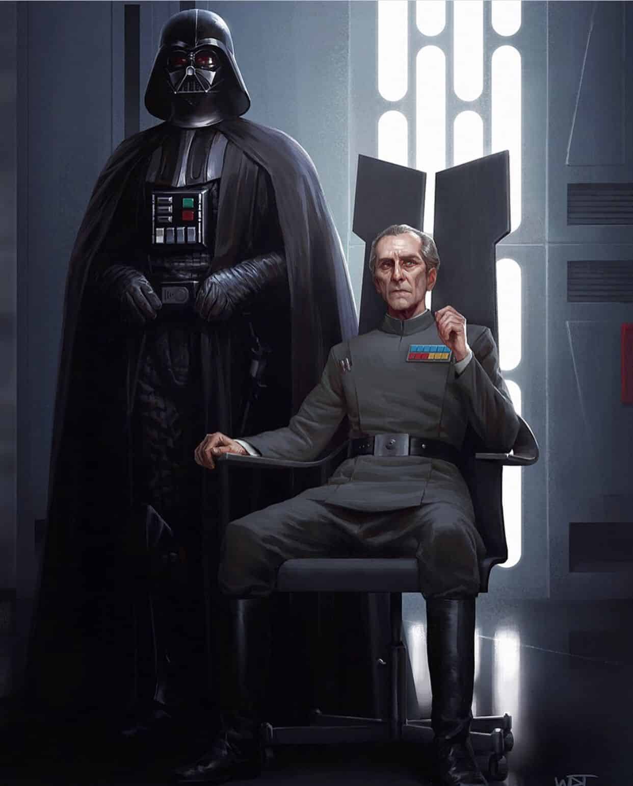 darth vader grand moff tarkin en la estrella de la muerte