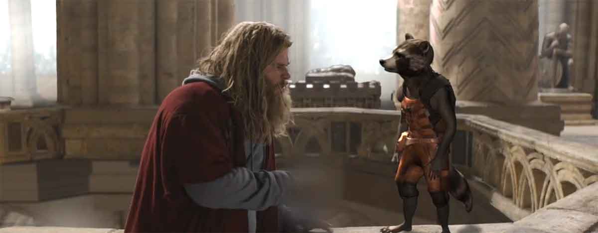 la escena de vengadores: endgame de thor y rocket que no vimos