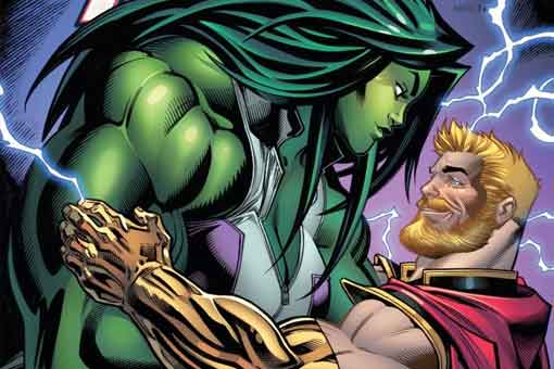 thor y she-hulk (hulka) desatan todo su poder juntos