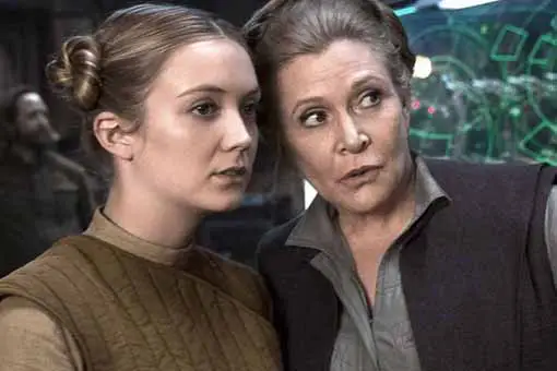 star wars: el ascenso de skywalker. billie lourd hizo de leia en algunas escenas