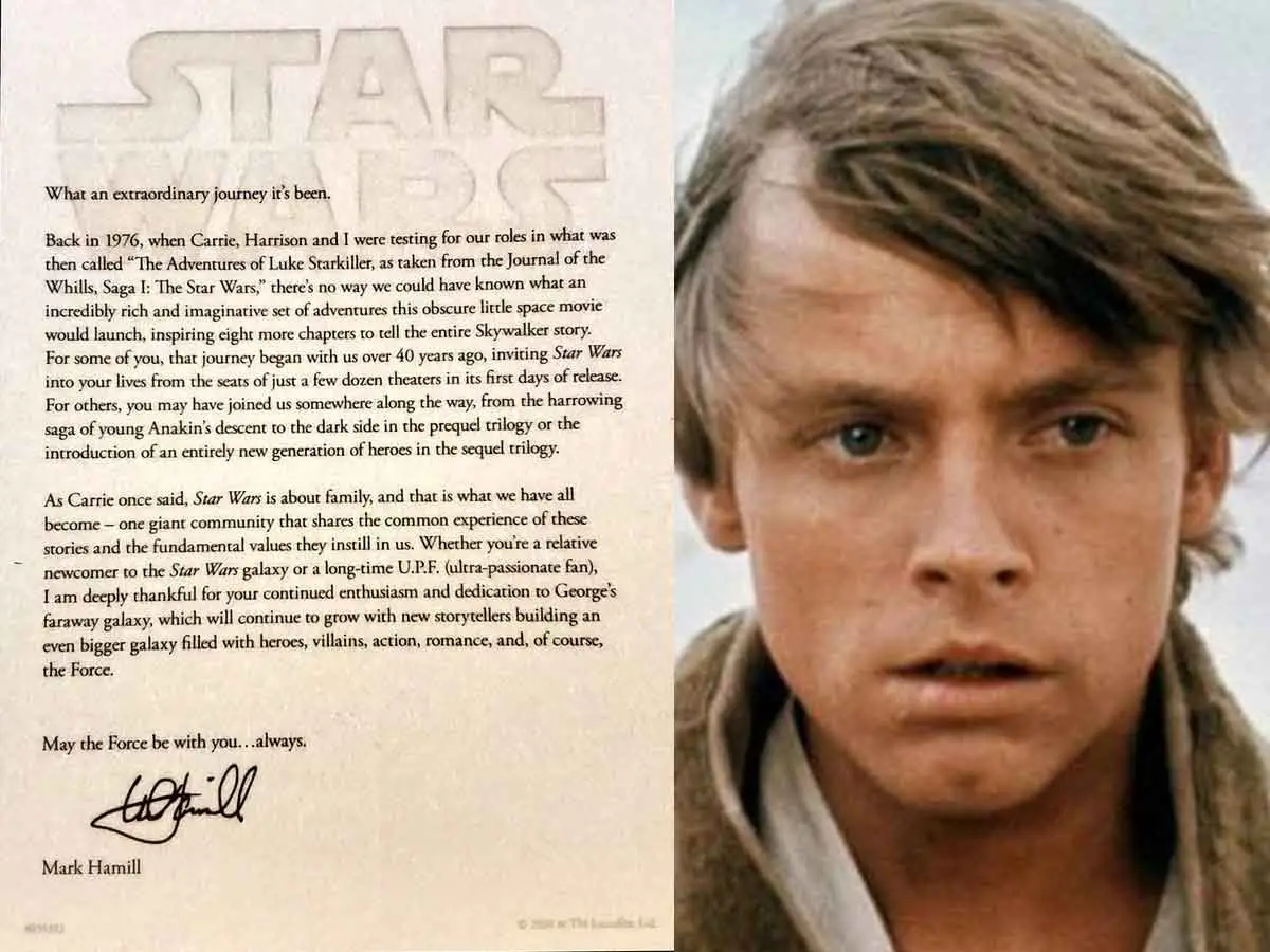 mark hamill se despide de luke skywalker con una emotiva carta