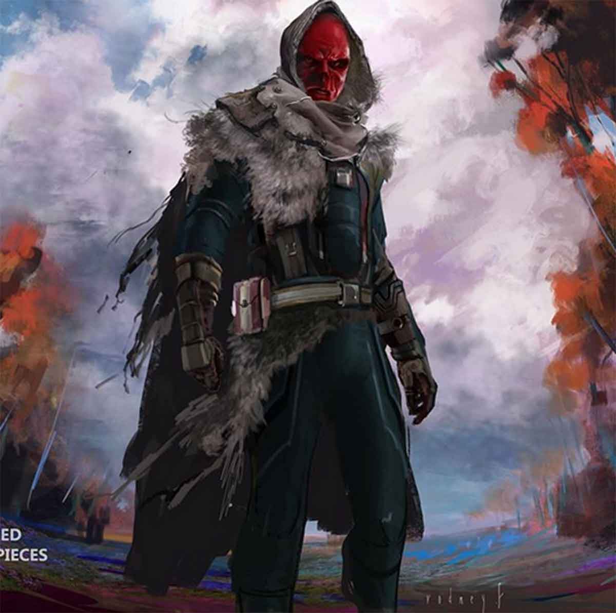 diseño alternativo de cráneo rojo en vengadores: infinity war