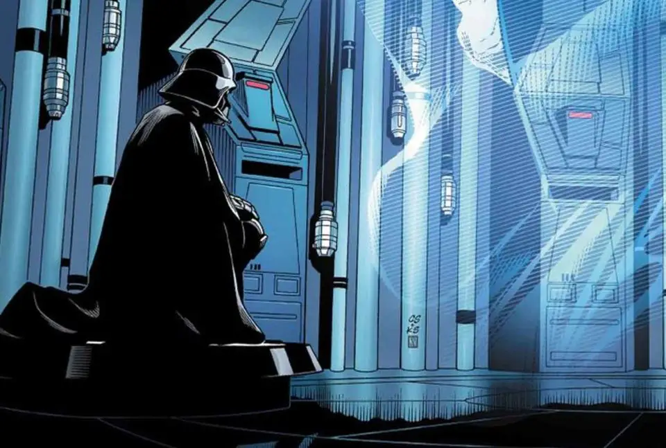 darth vader se arrodilla ante palpatine en el nuevo cómic de star wars