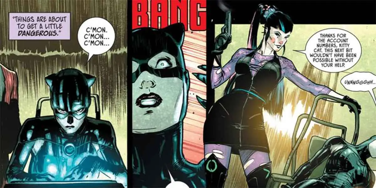 batman se enfrenta a la muerte catwoman y harley quinn