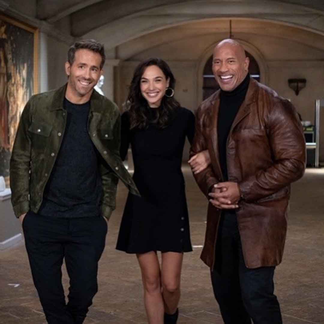 gal gadot, ryan reynolds y dwayne johnson