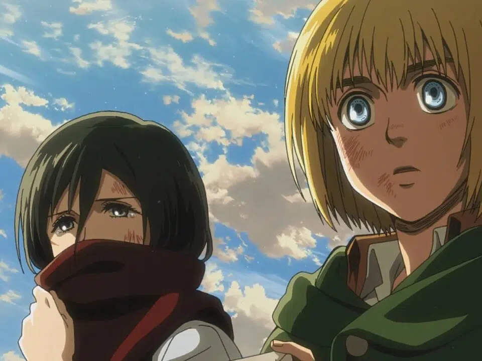 armin y mikasa en attack on titan