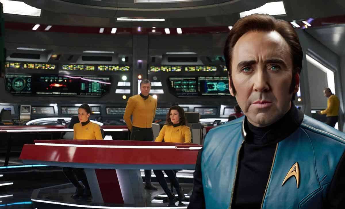 star trek: nicolas cage como loco por estar en el uss enterprise