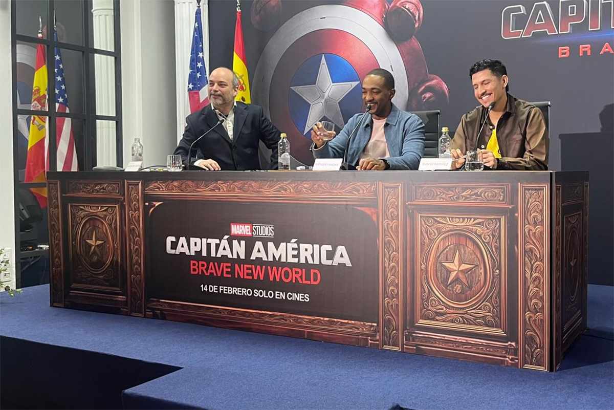 Foto: Eva Villalba. Rueda de prensa Capitán América: Brave new World. Anthony Mackie y Danny Ramirez